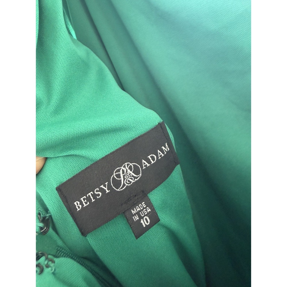 Betsy & Adam Green One-Shoulder Ruffled Midi Dress Size 8 With Draped Detail - Picture 5 of 9
